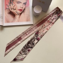 Dior BURGUNDY Multicolor Silk Twill Jardin Magique Mitzah Scarf 2023