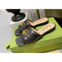 Gucci Women's GG matelassé slide sandal black 2022