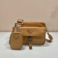 Prada Re-Nylon and Saffiano leather shoulder bag 2VH133 beige 2023