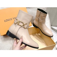 Louis Vuitton Heel 3.5cm Westside Flat Ankle Boots Beige 2024