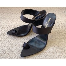 Saint Laurent Heel 10cm martha mules in crepe satin 742245 Black 2024