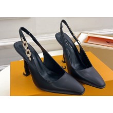 Louis Vuitton Heel 9.5cm Sparkle Slingback Pumps in Calf leather Black 2024