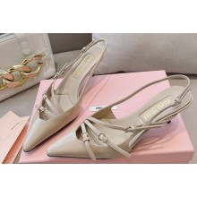 Miu Miu Heel 5.5cm Patent leather slingbacks with buckles 5I013E Beige 2024