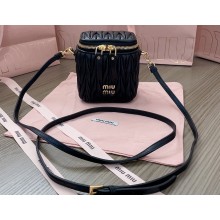 Miu Miu Matelassé nappa leather micro bag 5NR018 Black 2024
