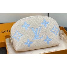 Louis Vuitton Monogram Empreinte Leather Cosmetic Pouch Bag M24378 Blue