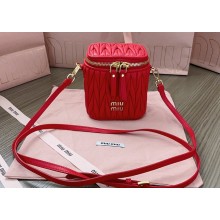 Miu Miu Matelassé nappa leather micro bag 5NR018 Red 2024