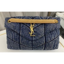 Saint Laurent puffer small Bag in suede and denim 577476
