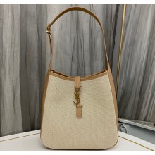 Saint Laurent le 5 à 7 supple small Bag 713938 Brown Leather/White Canvas