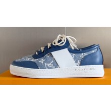 Louis Vuitton Lous Sneakers Calf leather and Monogram Denim Blue Top Quality
