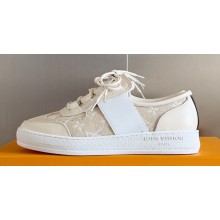 Louis Vuitton Lous Sneakers Calf leather and Monogram Denim Beige Top Quality