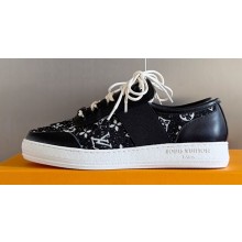 Louis Vuitton Lous Sneakers Calf leather and Monogram Denim Black Top Quality
