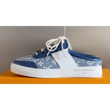 Louis Vuitton Lous Open Back Sneakers Calf leather and Monogram Denim Blue Top Quality