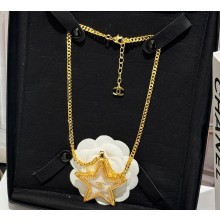 Chanel Metal, Resin& Strass Pendant Necklace ABC769 Gold, Transparent & Crystal 2024