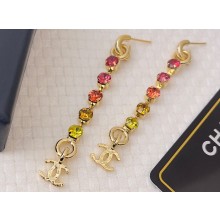 Chanel Metal & Strass Pendant Earrings ABC301 Gold, Pink, Orange, Purple & Yellow 2024
