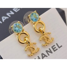 Chanel Metal & Strass Earrings Blue 2024