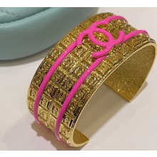 Chanel Metal Cuff Bracelet ABC389 Gold & Pink 2024