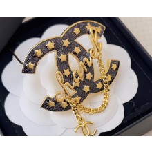 Chanel Star Metal Brooch Gold & Black 2024