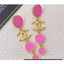 Chanel Metal Pendant Earrings Gold/Pink 2024