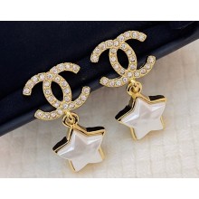 Chanel Metal & Strass Star Pendant Earrings 2024