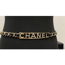 Chanel Lambskin, Gold-Tone Metal & Strass Chain Belt AA9275 Black 2024