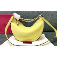 Valentino Small Vlogo Moon Hobo Bag In grainy calfskin Yellow With Chain