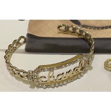 Chanel Metal, Glass Pearls & Diamantés Cuff Bracelet ABB773 Gold, Pearly White & Crystal 2024