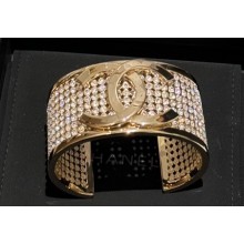 Chanel Metal & Diamantés Cuff Bracelet ABB828 Gold & Crystal 2024