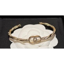 Chanel Metal & Diamantés Cuff Bracelet ABA712 Gold & Crystal 2024