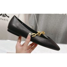 Jimmy Choo Nappa Leather Diamond Tilda Flats Black with Chain 2024