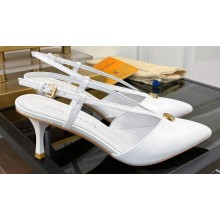 Louis Vuitton Heel 6.5cm calf leather Stellar Slingback Pumps White 2024