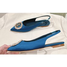 Louis Vuitton LV Night Met Slingback Ballerinas in Satin Blue 2024