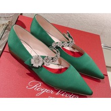 Roger Vivier Bouquet Flower Babies Ballerinas in Satin Green 2024