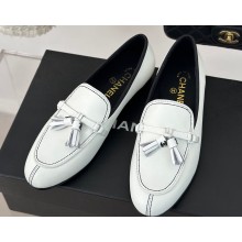Chanel Calfskin Moccasins with Fringe White 2024