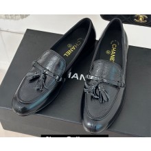 Chanel Calfskin Moccasins with Fringe Black 2024