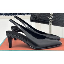 Loro Piana Heel 6.5cm Rebecca Slingbacks in Calfskin Black 2024