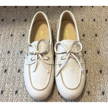 Miu Miu Unlined bleached leather loafers 5D123E White 2024