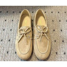 Miu Miu Unlined leather loafers 5D123E Suede Beige 2024