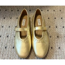 Alaia Strap ballet flats in Leather Gold 2024
