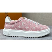 Louis Vuitton Monogram denim Time Out Women/Men Sneakers Pink