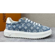 Louis Vuitton Monogram denim Time Out Women/Men Sneakers Light Blue