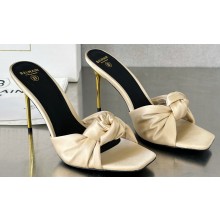 Balamin Heel 9.5cm Uma Satin Silk Mules Beige 2024