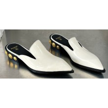 Balamin Brushed Lether Coin Mules White 2024