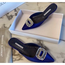 Manolo Blahnik Heel 1.5cm Satin Embellished Sigulona Flat Mules Blue