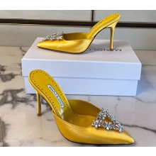 Manolo Blahnik Heel 9.5cm Satin Namutri Mules Yellow