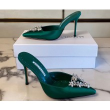 Manolo Blahnik Heel 9.5cm Satin Namutri Mules Green