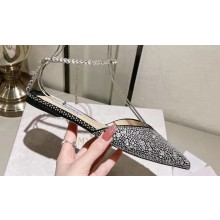 Jimmy Choo point-toe flats Crystals Suede Black with Crystal Embellishment 2024