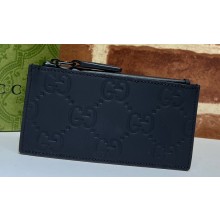 Gucci GG rubber-effect zip Card Case 771314 in Black leather
