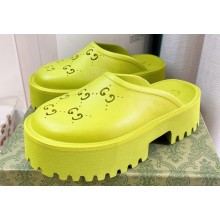 Cheap Sale Gucci perforated GG rubber platform slip-on sandals Limi Green