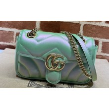 Gucci GG Marmont mini shoulder bag 446744 iridescent quilted chevron leather Green