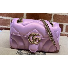 Gucci GG Marmont mini shoulder bag 446744 iridescent quilted chevron leather Pink